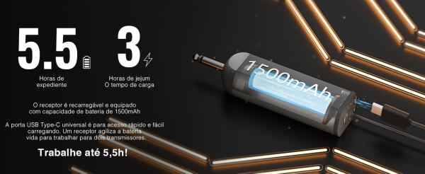 Sistema de microfone sem fio portátil digital Recarregavel Headset / Lapela PDP-2-1H1B - Imagem 19