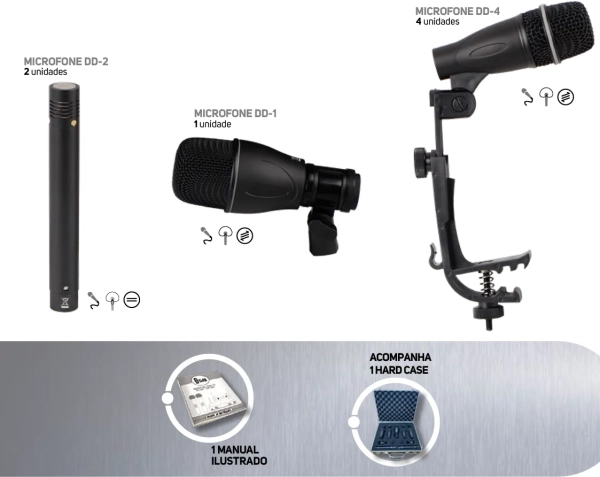 Kit de Microfones para Bateria  – 7 Peças com Maleta - Dylan DD-7 - Imagem 2