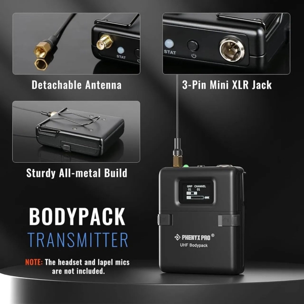 PWB-12 | Transmissor UHF sem fio bodypack para PTU-1U/2U - Imagem 6