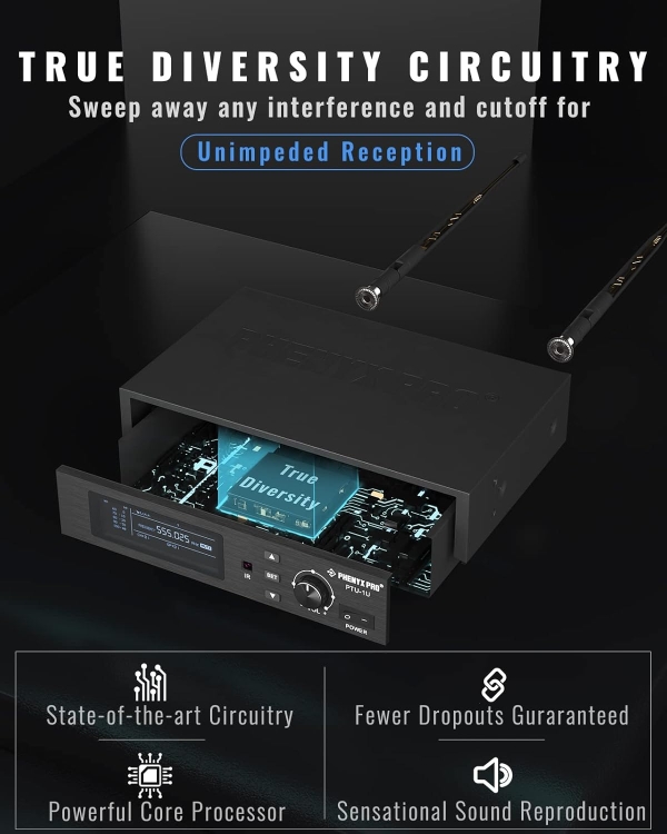 Sistema de Microfone Sem Fio, tecnologia True Diversity PTU-1U-1H - Imagem 14