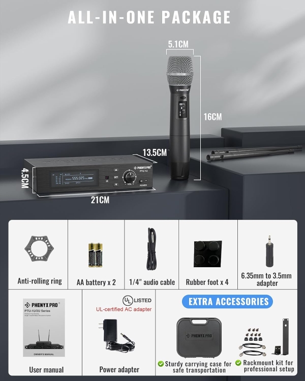 Sistema de Microfone Sem Fio, tecnologia True Diversity PTU-1U-1H - Imagem 11