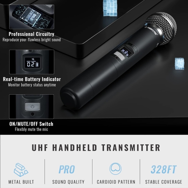 Sistema de Microfone sem fio UHF quádruplo com varredura automática PTU-7000-4H - Imagem 11