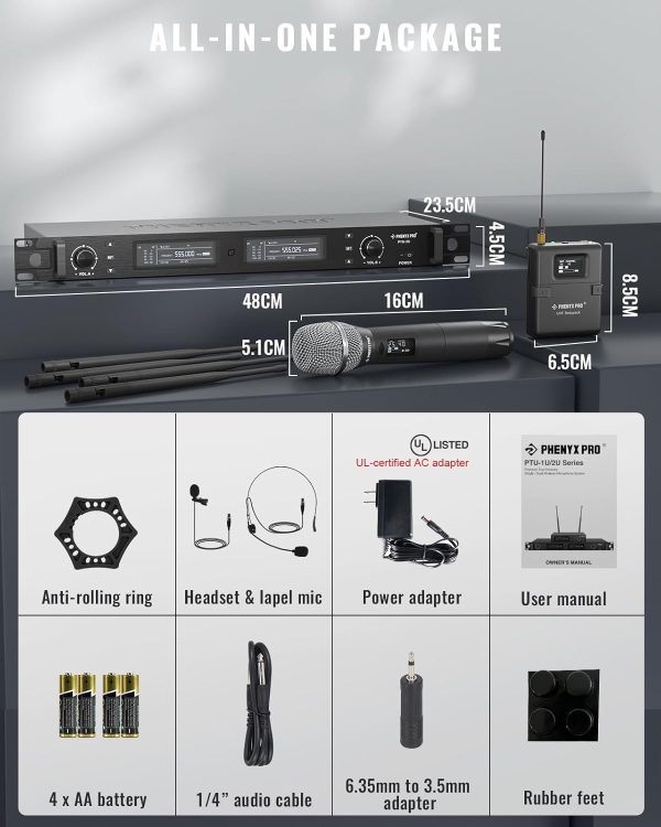 Sistema de Microfone sem fio duplo com Tecnologia True Diversity PTU-2U-1H1B | - Imagem 12