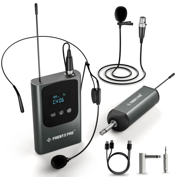 Sistema de microfone sem fio portátil digital Recarregavel Headset / Lapela PDP-1-1B