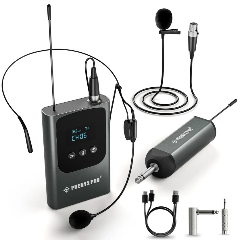 Sistema de microfone sem fio portátil digital Recarregavel Headset / Lapela PDP-1-1B