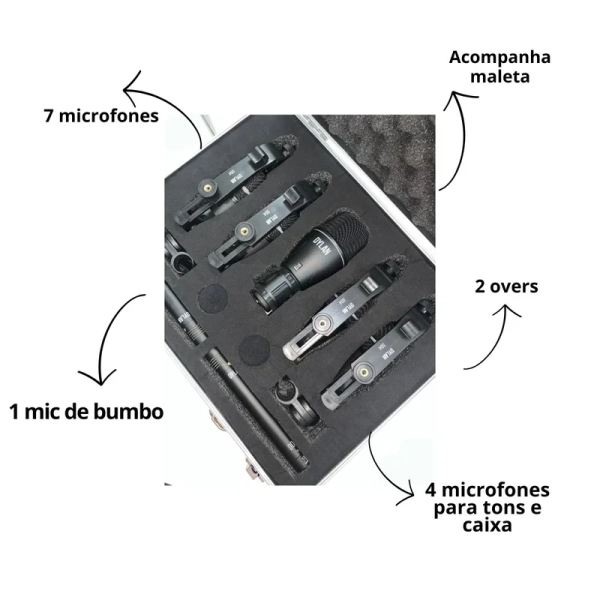 Kit de Microfones para Bateria  – 7 Peças com Maleta - Dylan DD-7 - Imagem 4