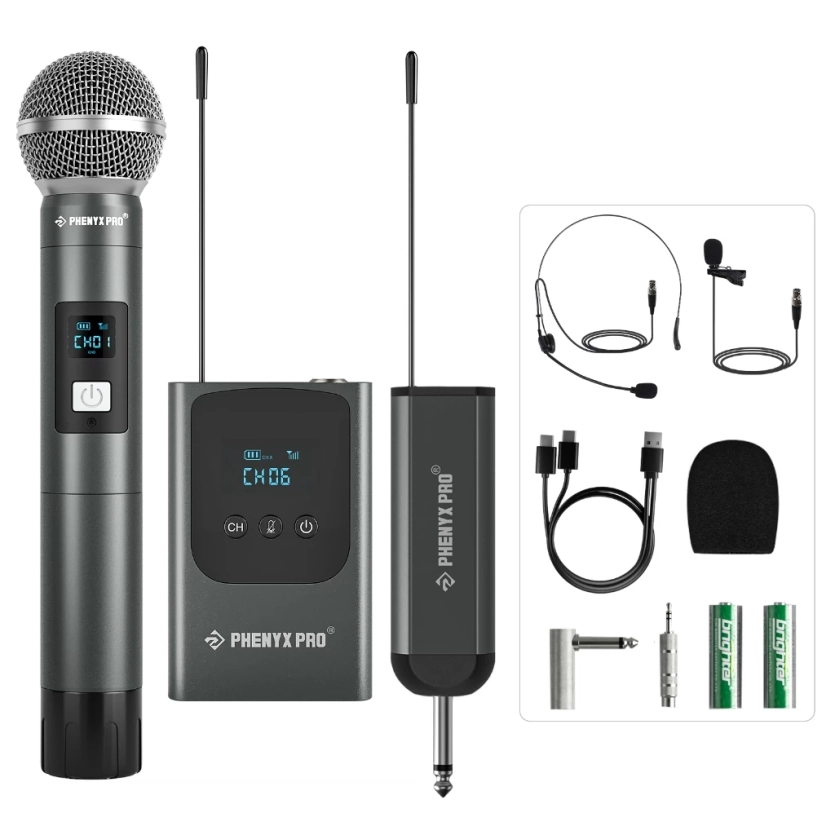 Sistema de microfone sem fio portátil digital Recarregavel Headset / Lapela PDP-2-1H1B