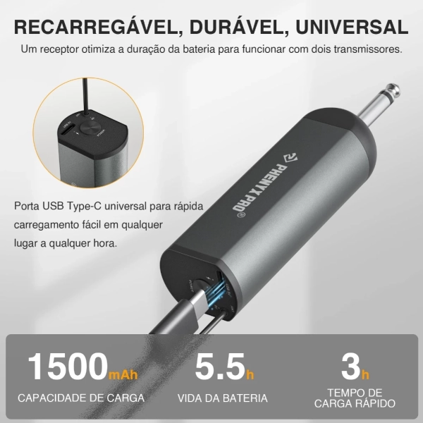 Sistema de microfone sem fio portátil digital Recarregavel Headset / Lapela PDP-2-1H1B - Imagem 13