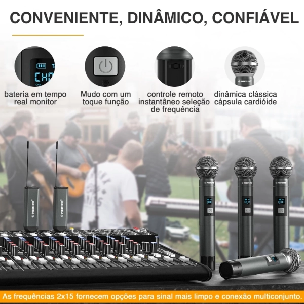 Sistema de microfone sem fio portátil digital Recarregavel Headset / Lapela PDP-2-1H1B - Imagem 15