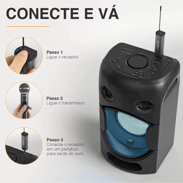 Sistema de microfone sem fio portátil digital Recarregavel Headset / Lapela PDP-2-1H1B - Imagem 12