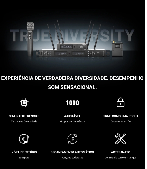 Sistema de microfone sem fio duplo com Tecnologia True Diversity PTU-2U-2H | - Imagem 11