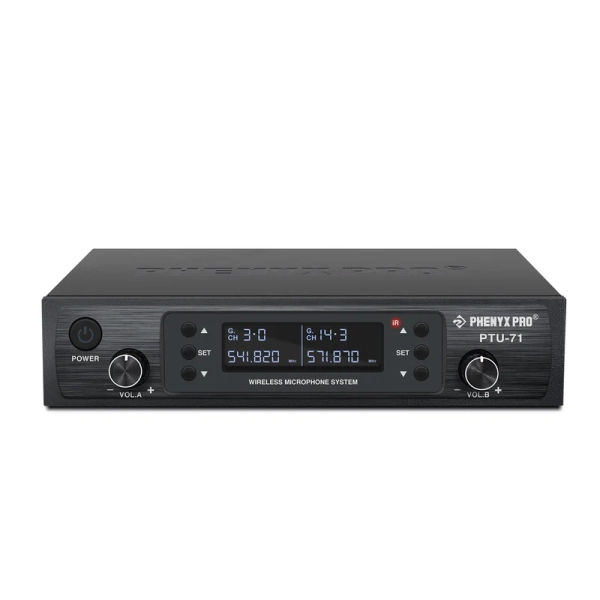 Sistema de microfone sem fio UHF duplo com varredura automática PTU-71-1H1B - Imagem 7