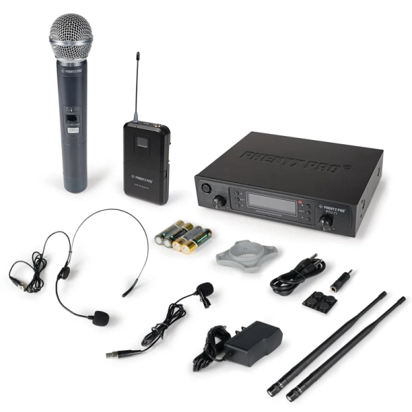 Sistema de microfone sem fio UHF duplo com varredura automática PTU-71-1H1B - Imagem 6