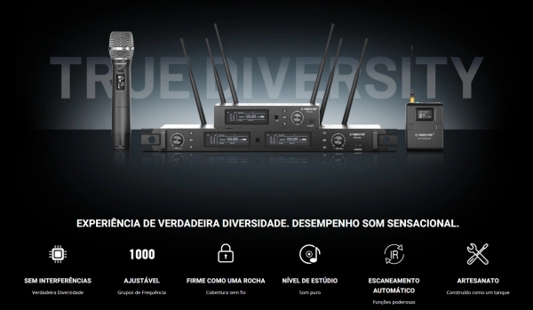 Sistema de microfone sem fio duplo com Tecnologia True Diversity PTU-2U-2H | - Imagem 3