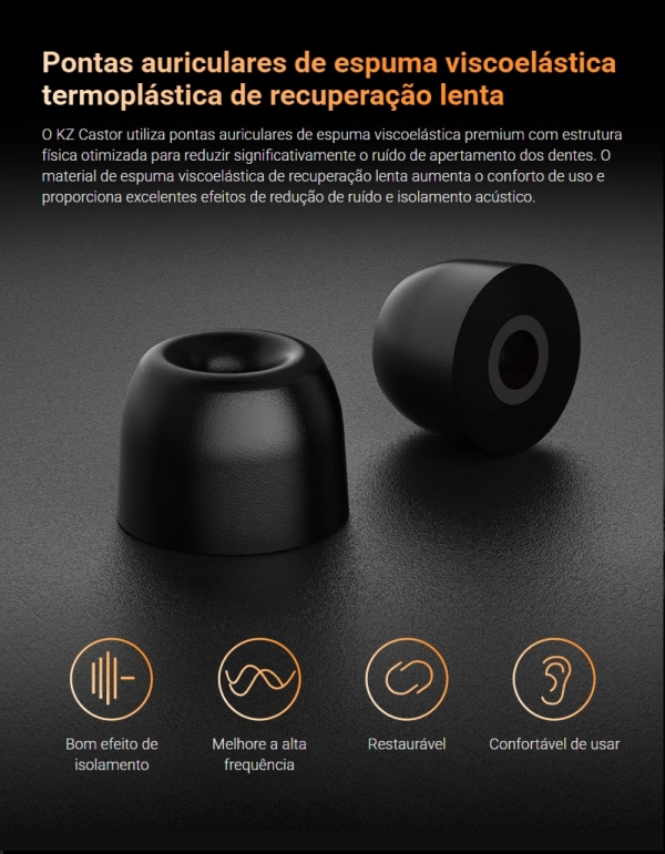 KZ Castor — Fone In-Ear de Alta Performance com Ajuste de Frequência e Conforto Extremo - Imagem 12