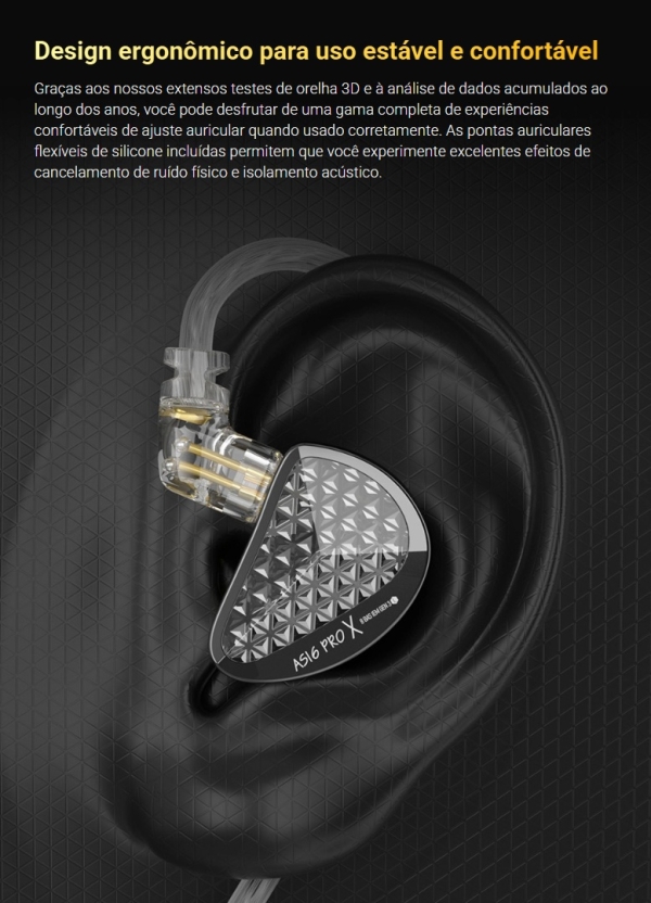 KZ AS16 PRO X – Fone In-Ear Profissional com 16 Drivers Balanceados de Alta Performance - Imagem 14