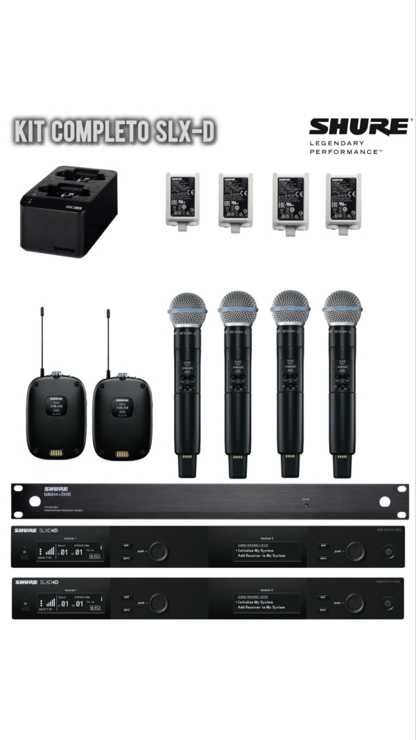 Setup Completo no Rack, Sistema Shure Wireless Digital SLX-D - G58 Frequência Homologada Anatel 470-514MHz - Imagem 10