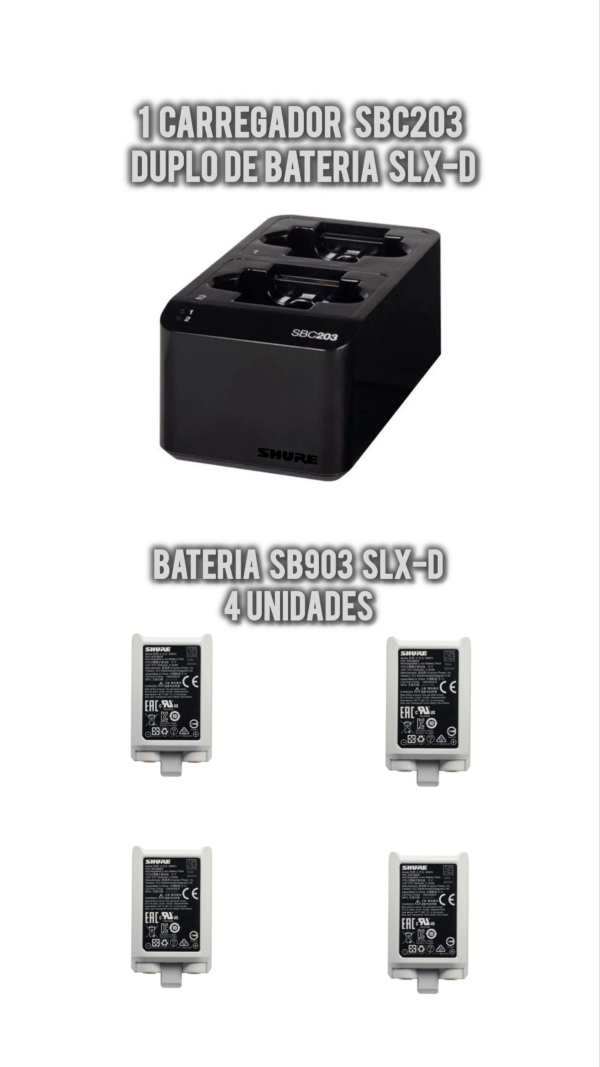 Setup Completo no Rack, Sistema Shure Wireless Digital SLX-D - G58 Frequência Homologada Anatel 470-514MHz - Imagem 9