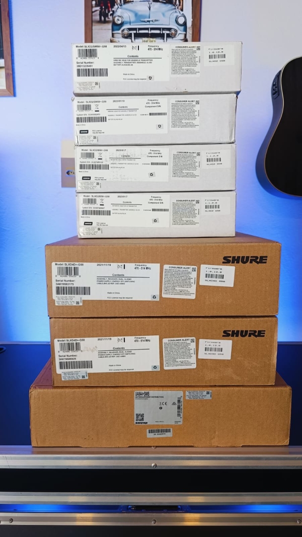 Setup Completo no Rack, Sistema Shure Wireless Digital SLX-D - G58 Frequência Homologada Anatel 470-514MHz - Imagem 13