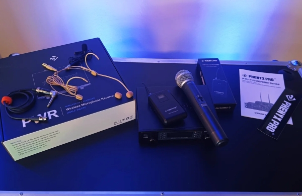 Sistema Duplo de Microfone Sem Fio Phenyx Pro PTU-71 - Bastão + Headset Bege + Lapela + Cabo Instrumentos - Imagem 4