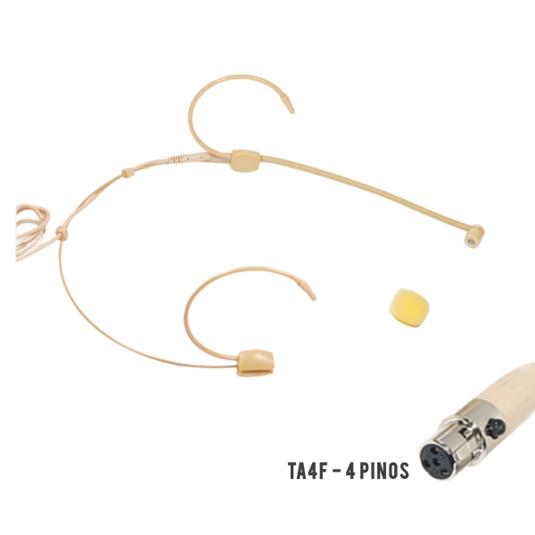 Headset Profissional Discreto Bege com Cápsula Cardioide Direcional - Mini XLR TA4F (4 Pinos)