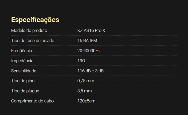 KZ AS16 PRO X – Fone In-Ear Profissional com 16 Drivers Balanceados de Alta Performance - Imagem 16