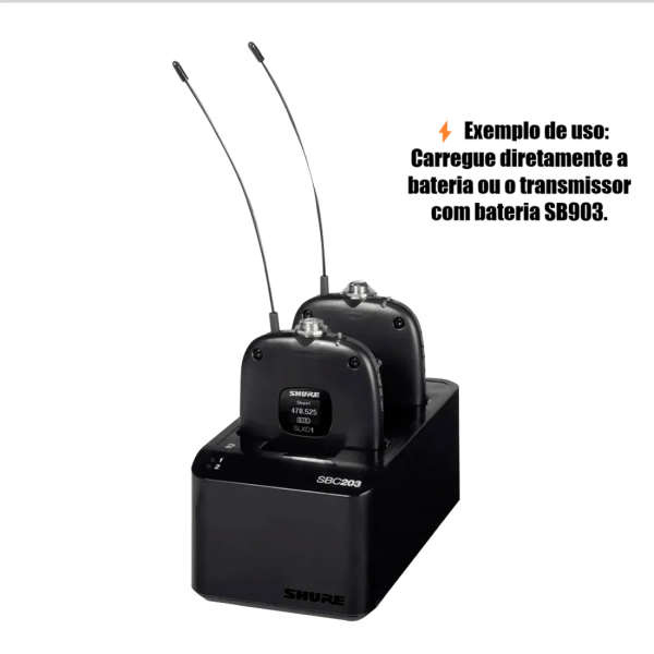 Carregador Duplo Shure SBC203-BR para Transmissores SLXD e Baterias SB903 - Imagem 4