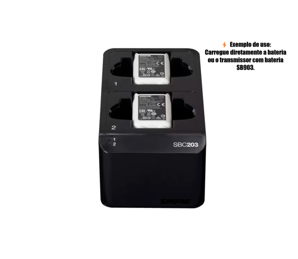 Carregador Duplo Shure SBC203-BR para Transmissores SLXD e Baterias SB903 - Imagem 3