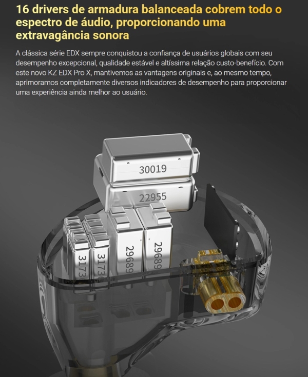 KZ AS16 PRO X – Fone In-Ear Profissional com 16 Drivers Balanceados de Alta Performance - Imagem 7