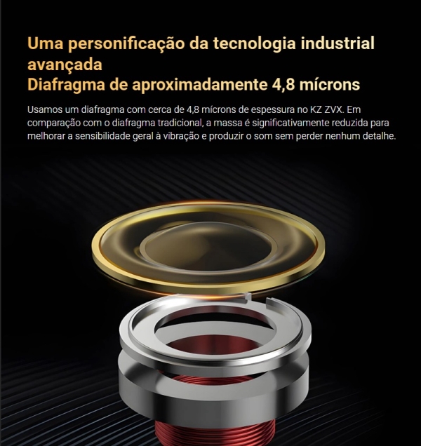 KZ ZVX PRO Fone In-Ear Profissional – Driver Magnético, Som Premium e Estilo Metálico (cinza) - Imagem 5