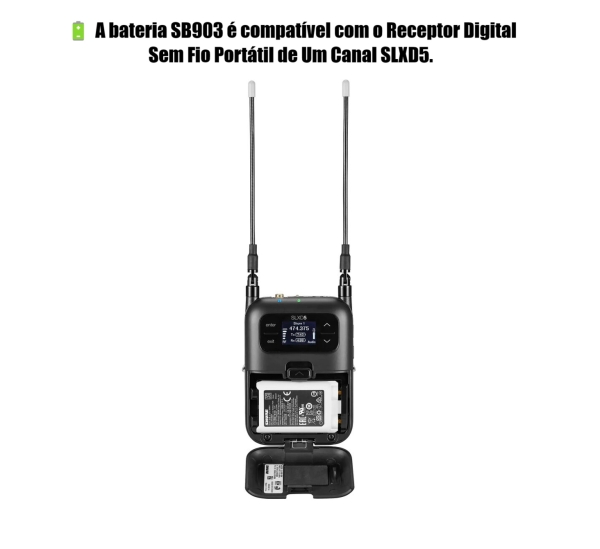 Bateria Recarregável Shure SB903 para Sistemas SLX-D - Imagem 7