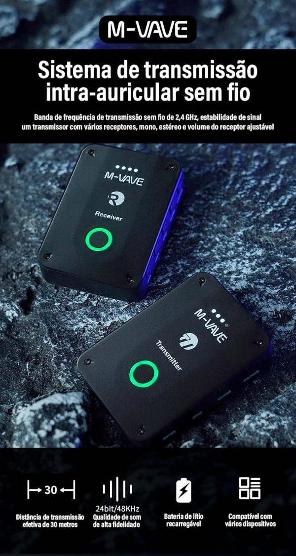 M-VAVE 2 WP-9 In-Ear Sem Fio p/ Palco – Monitor Profissional Compacto 2.4GHz - Imagem 26