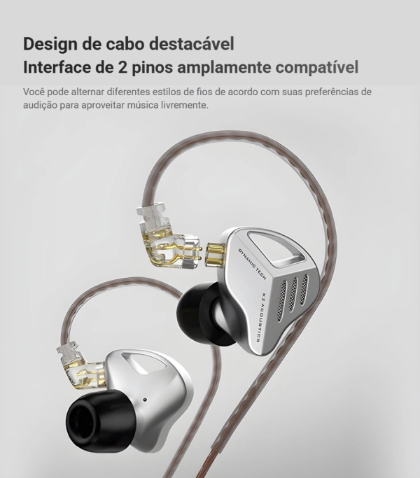 KZ ZVX PRO Fone In-Ear Profissional – Driver Magnético, Som Premium e Estilo Metálico (cinza) - Imagem 9