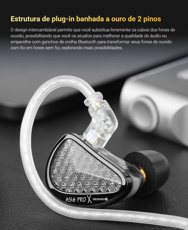 KZ AS16 PRO X – Fone In-Ear Profissional com 16 Drivers Balanceados de Alta Performance - Imagem 13