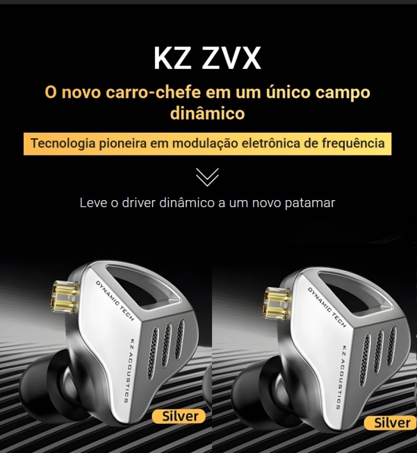 KZ ZVX PRO Fone In-Ear Profissional – Driver Magnético, Som Premium e Estilo Metálico (cinza) - Imagem 2