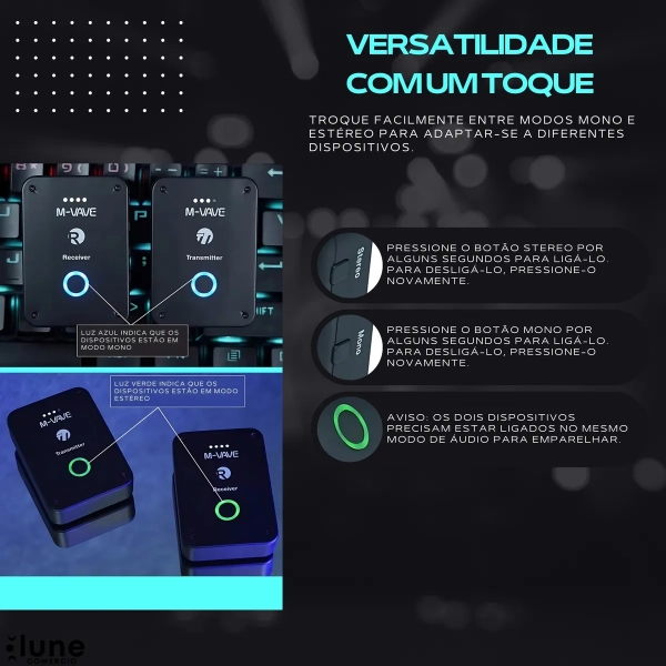 M-VAVE 2 WP-9 In-Ear Sem Fio p/ Palco – Monitor Profissional Compacto 2.4GHz - Imagem 16