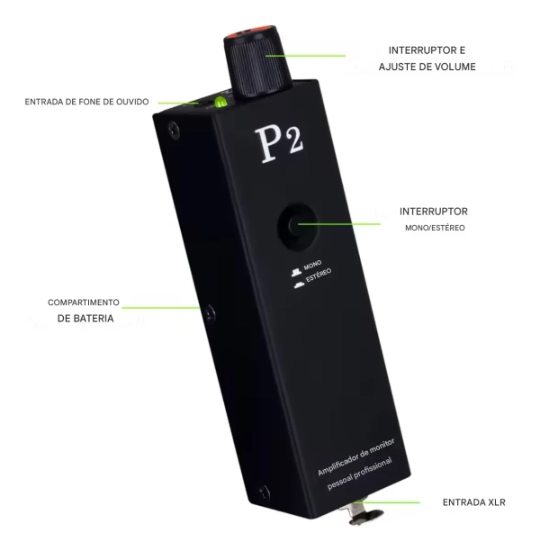 Amplificador de Fone P2 – Power Play Individual com Entrada XLR/P10, Mono/Estéreo - Imagem 2