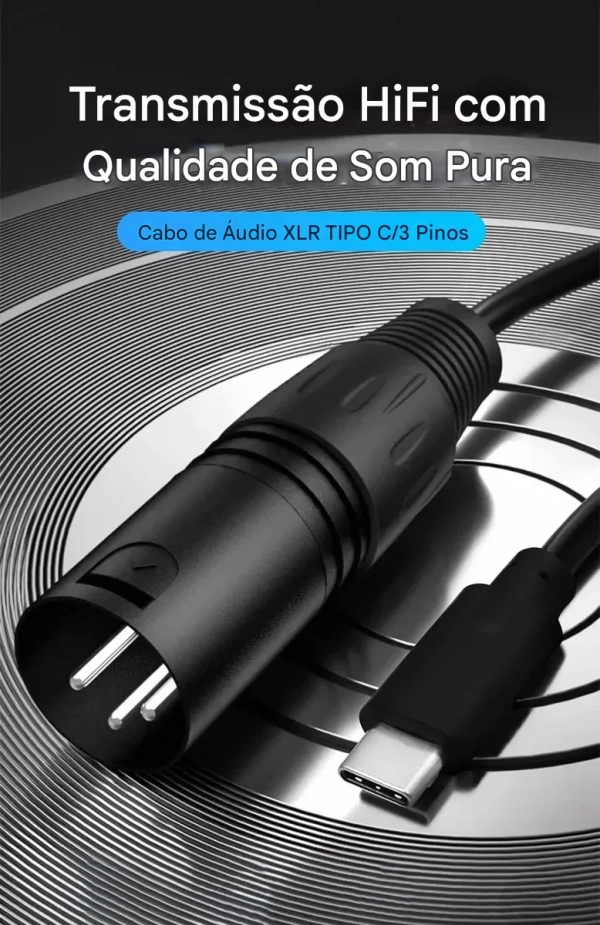 Cabo de Áudio USB Tipo-C para XLR Macho 1 Metro – Earmax | Alta Fidelidade, Gravação e Conexão Profissional - Imagem 9