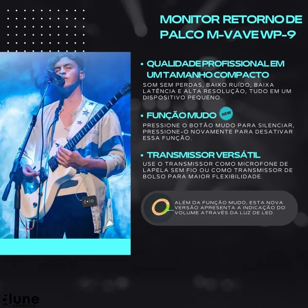 M-VAVE 2 WP-9 In-Ear Sem Fio p/ Palco – Monitor Profissional Compacto 2.4GHz - Imagem 18