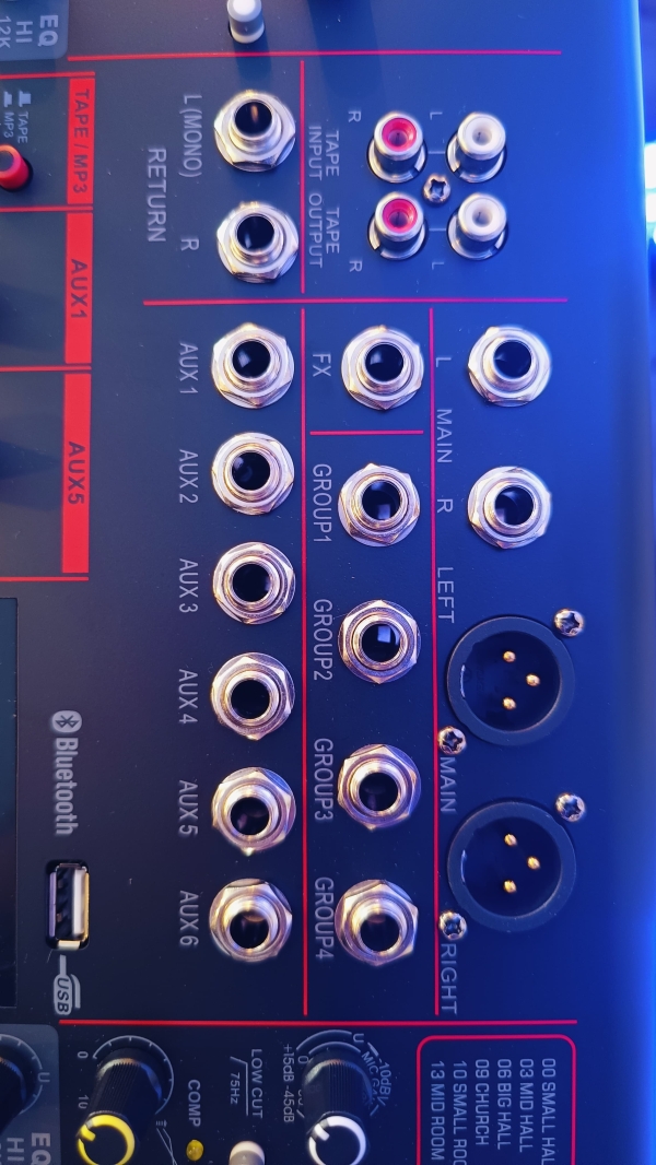 Mesa de Som Soundvoice MP‑206 – 20 Canais, 6 Aux, DSP 99 Efeitos, USB/BT, Gravação em Pendrive - Imagem 7