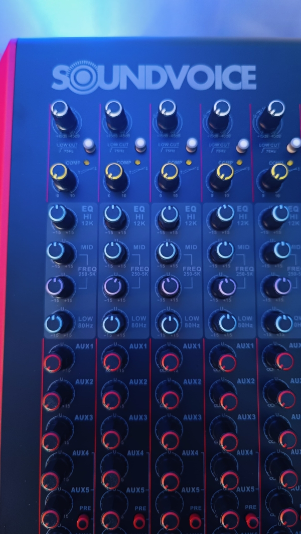 Mesa de Som Soundvoice MP‑206 – 20 Canais, 6 Aux, DSP 99 Efeitos, USB/BT, Gravação em Pendrive - Imagem 12