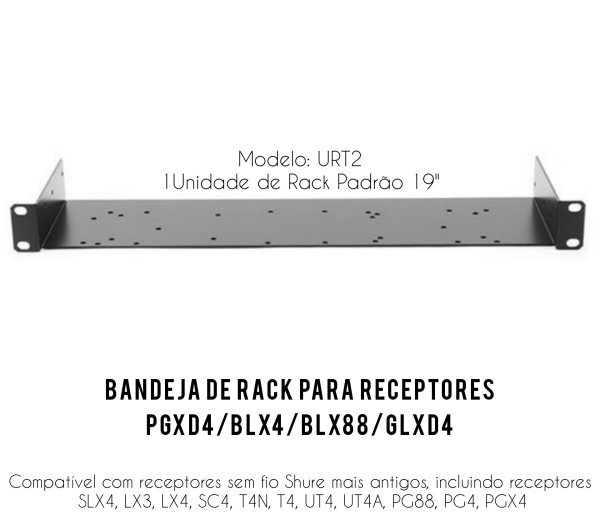 Bandeja Para Rack 19" Shure URT-2, Serve nos Receptores PG4, PG88, PGX4, PGXD4, BLX4, BLX88,e GLXD4  - Imagem 2