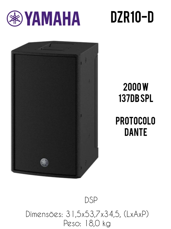 Yamaha DZR10-D Caixa Ativa 2000W RMS 137dB SPL com Dante – A Melhor da Categoria! - Imagem 2