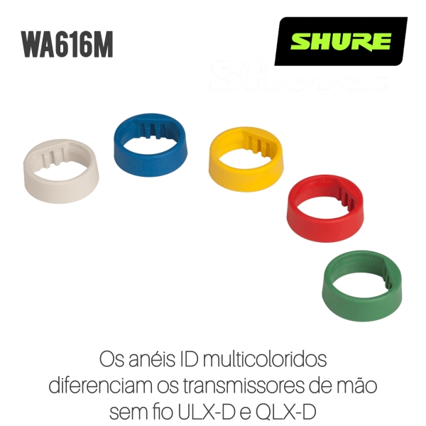Anéis coloridos para identificação dos transmissores de mão QLX-D e ULX-D - 5 cores - Imagem 2