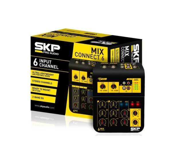 Mesa de Som 6 Canais Compacta SKP Mix Connect 6