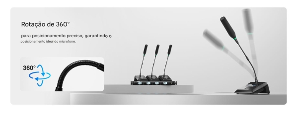 Sistema Quadruplo de Microfone Sem Fio Gooseneck para Conferências Phenyx Pro PTC-4 - Imagem 14