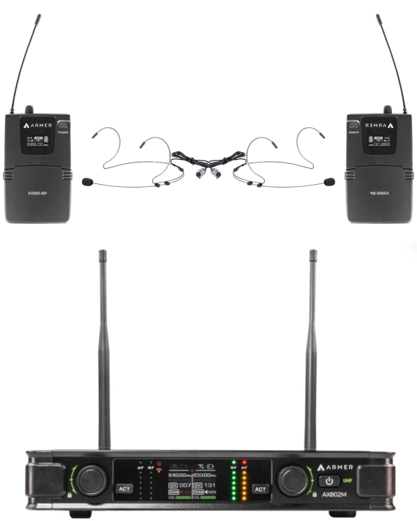 Microfone Discreto sem Fio Profissional Headset Duplo Armer AX802M HH - Imagem 17