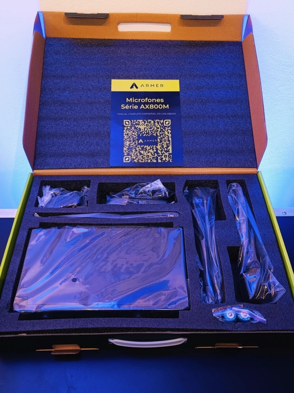 Microfone Sem Fio Profissional Duplo Armer AX802M - Bateria Recarregavel - Imagem 27