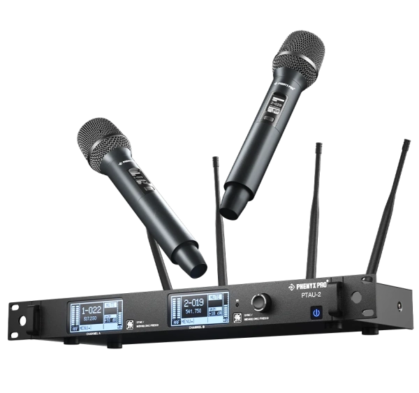 Phenyx Pro PTAU-2 | Microfone Sem Fio Duplo Profissional de Alto Desempenho com Estabilidade de Sinal Total True Diversity