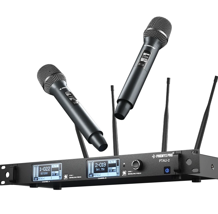 Phenyx Pro PTAU-2 | Microfone Sem Fio Duplo Profissional de Alto Desempenho com Estabilidade de Sinal Total True Diversity